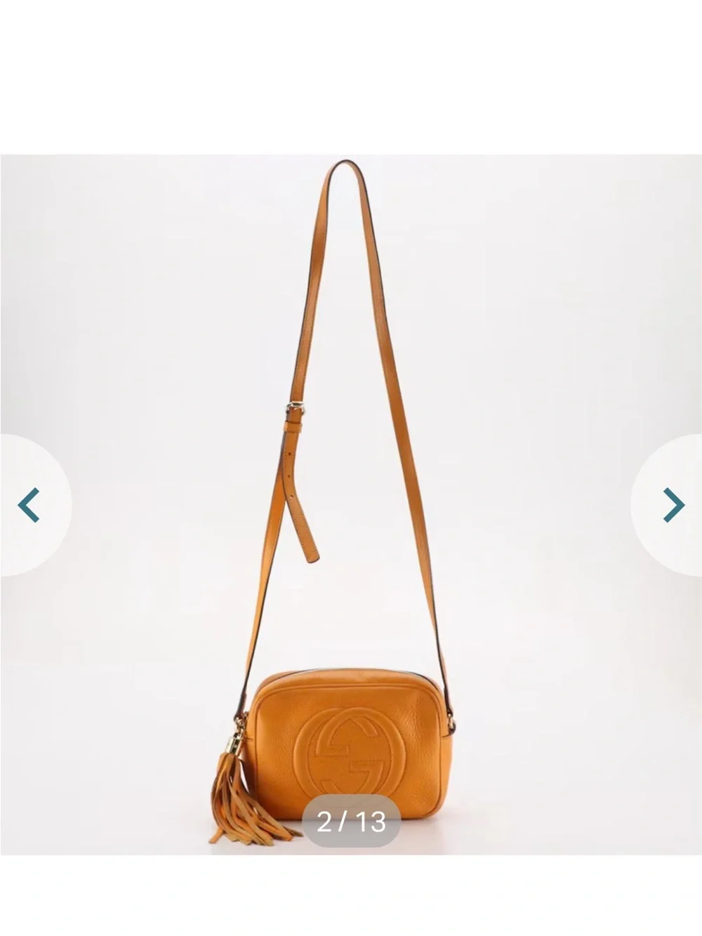 Gucci Orange disco Pebbled Leather Crossbody with Tassel